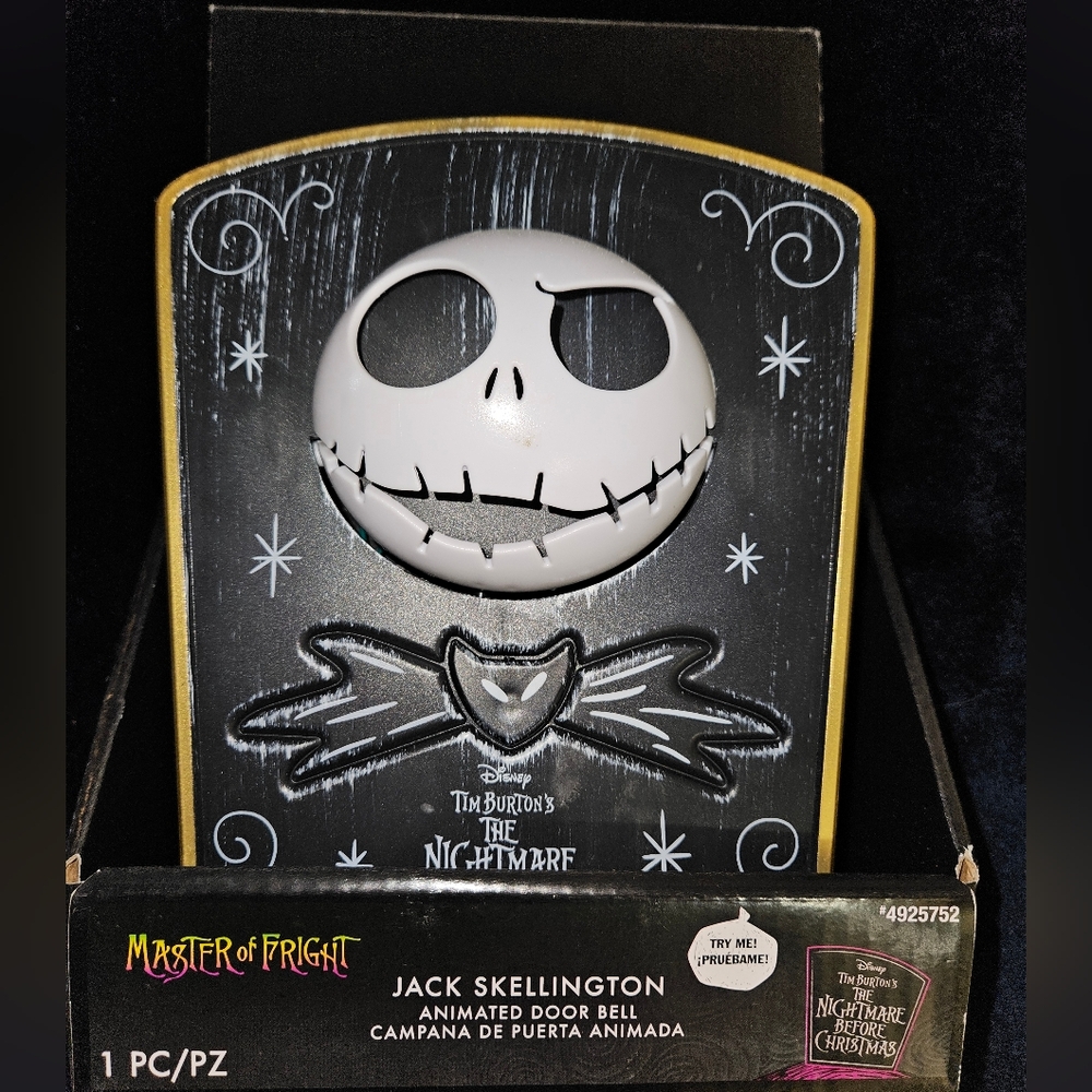 Nightmare Before Christmas Jack Skeleton Animated Door Bell in Original Box